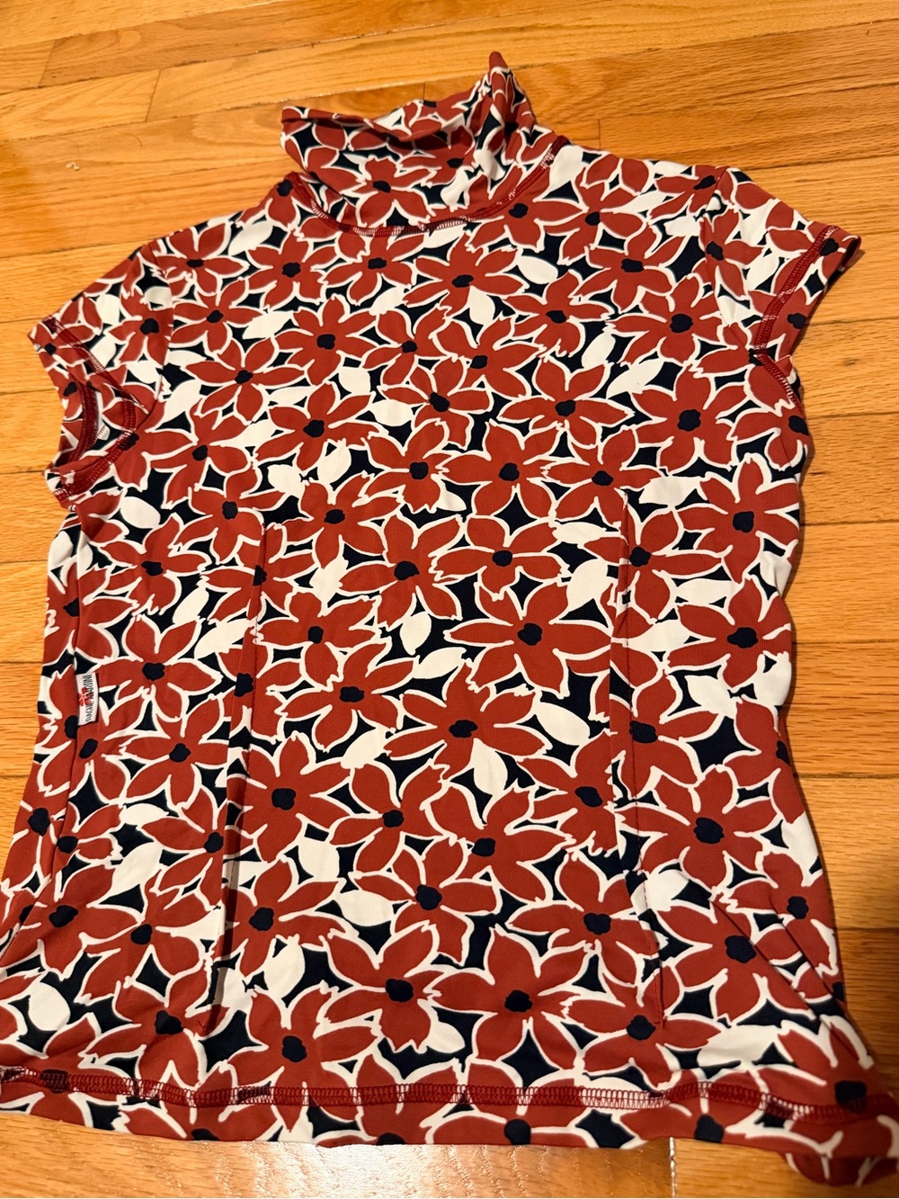 Women’s Floral Mock Neck Top in Rust Red